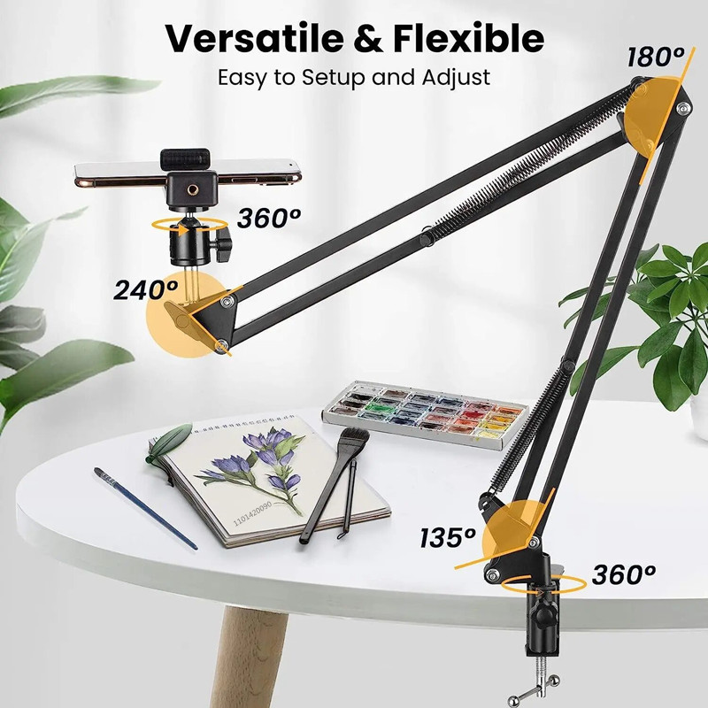 Photography Online - Flexibler Arm-Stativ für Telefonhalterung, Tischständer, klappbar,
