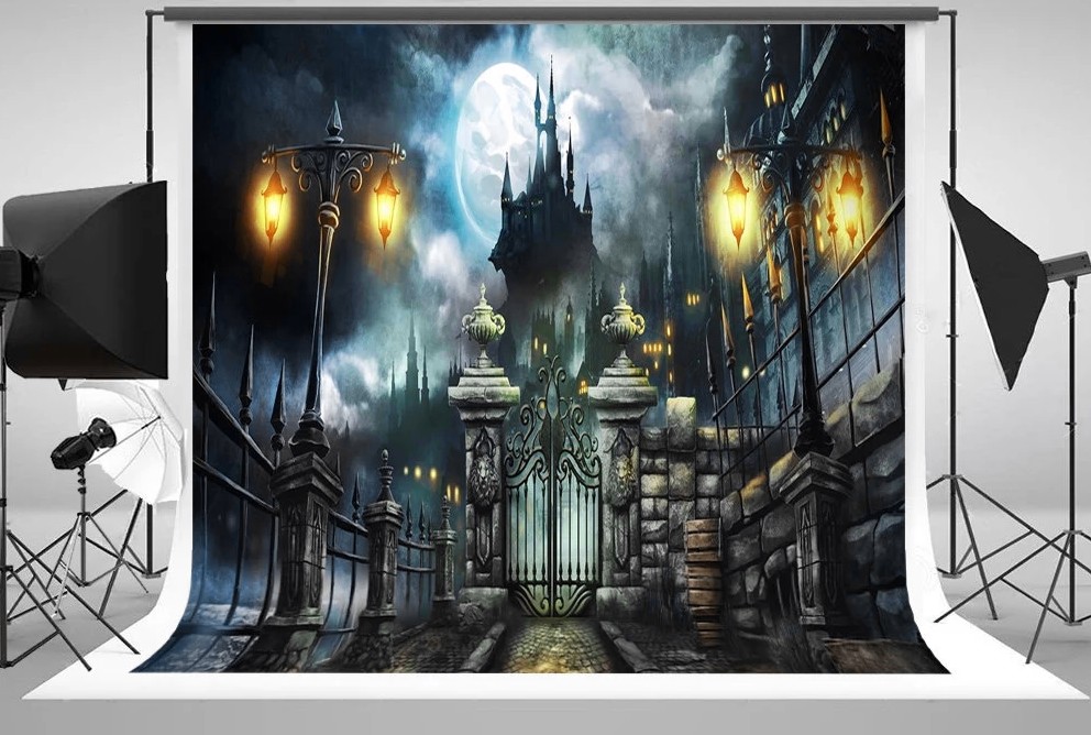 Photography Dark Cloth - Johnson Dark Castle Vollmondlicht-Hintergründe Hochwertiger Computerdruck,