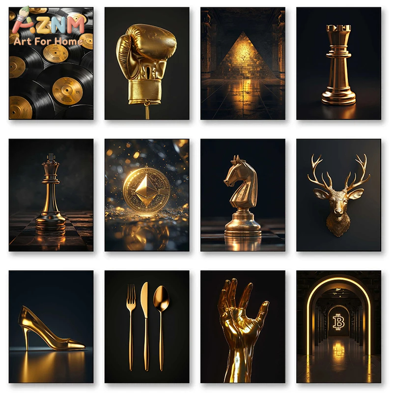 Photography Nature - AZNM Luxuriöses Gold-Themen Rahmenloses Leinwandbild, Moderner