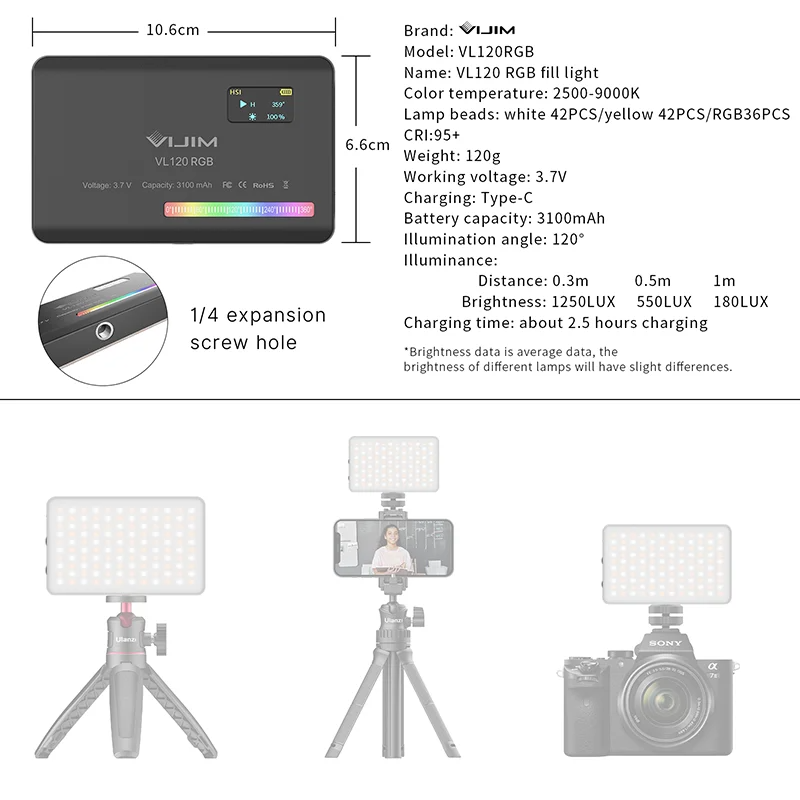 2026 Neu 120 RGB Taschen-Fill- – Photography Camera Bewertung und Preis