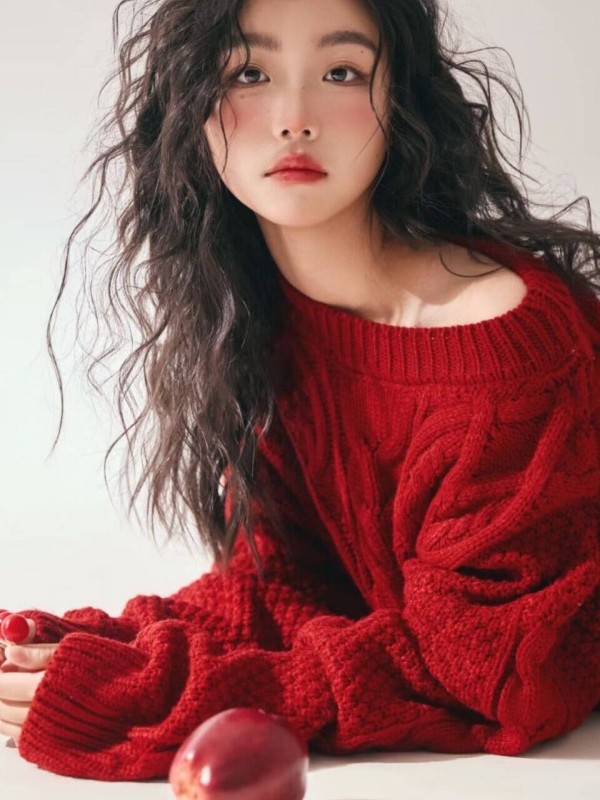 Roter Pullover Mädchen Studio- – Photography Online Bewertung und Preis